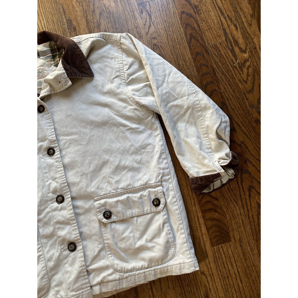 VTG St Johns Bay Chore Jacket Mens Large Beige Flannel Lined Corduroy Collar - Picture 3 of 10